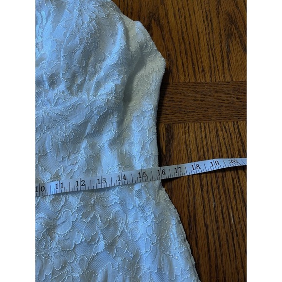 David's Bridal Babydoll Halter White Sequin Dress Sz 14 Lace Dainty Wedding Prom - Picture 12 of 16